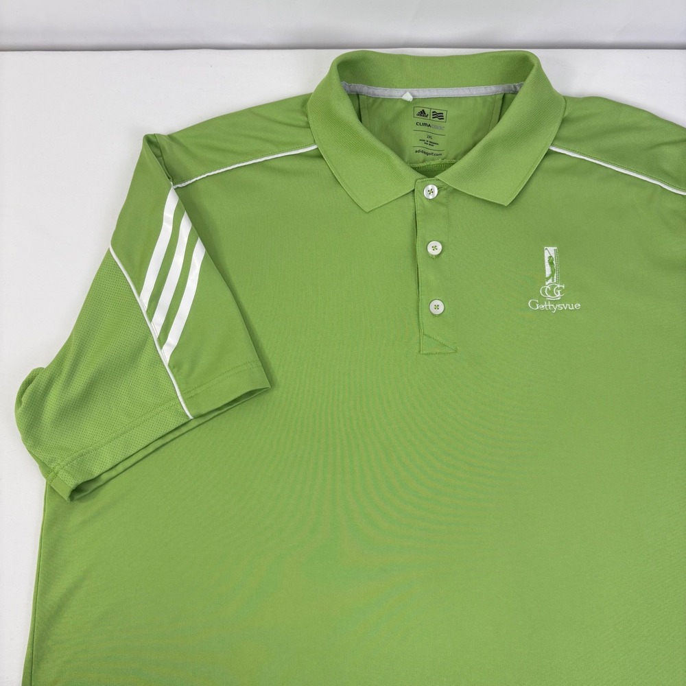 Adidas ClimaCool Mens Green Gettysvue Country Club S/S Golf Polo Shirt 2XL XXL